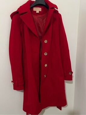 Michael Kors Red Wool Coat